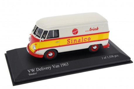 Minichamps Volkswagen T1b Kastenwagen Sinalco 1963 - Light Grey/Sinalco Yellow/Flash Red