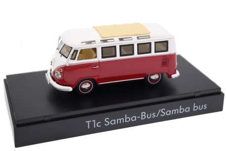 Schuco Volkswagen T1c Samba Bus Sunroof Deluxe 1964 - Titian Red/Pearl White