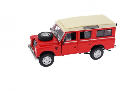 Cararama Land Rover Series III 109 Station Wagon Safari 1971 - Signal Red/Limestone Beige