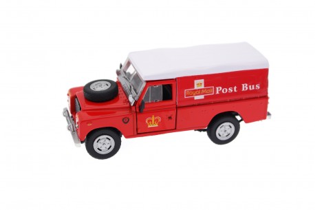Cararama Land Rover Series III 109 Soft Top Royal Mail Post Bus 1974 - Post Office Red