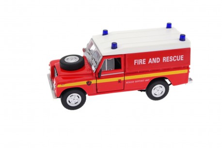 Cararama Land Rover Series III 109 Hardtop Fire & Rescue Support Unit 1982 - Post Office Red