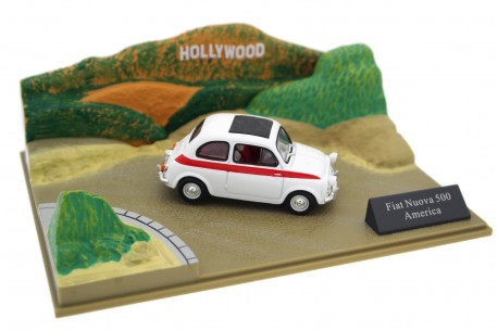 Hachette Fiat Nuova 500 N Sport America Tetto Apribile "Colline di Hollywood" 1958 - Bianco Sport/Rosso Corallo