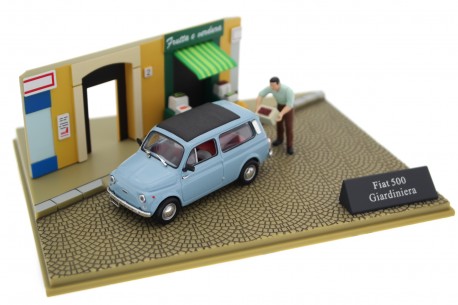 Hachette Fiat 500 Giardiniera Tetto Apribile "Negozio di Frutta e Verdura" 1965 - Azzurro Chiaro