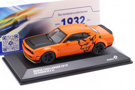 1/43 Solido S4310306 Dodge Challenger SRT Demon LA 2018 - Go Mango/Satin Black