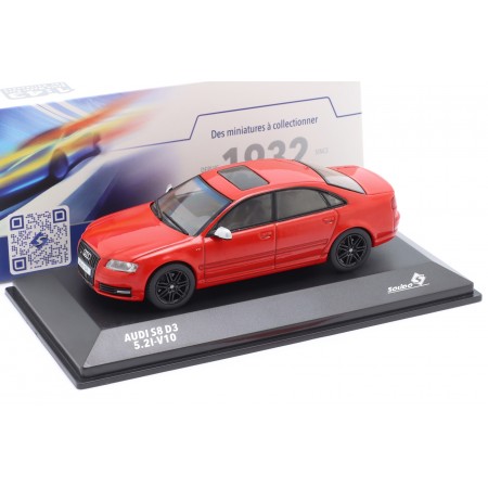 1/43 Solido S4313304 Audi S8 V10 Black Optic Package D3 Facelift 2008 - Misano Red