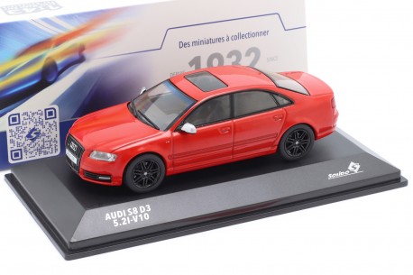 1/43 Solido S4313304 Audi S8 V10 Black Optic Package D3 Facelift 2008 - Misano Red