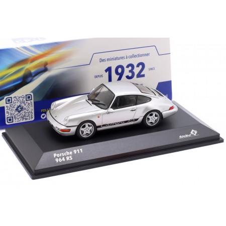 1/43 Solido S4312904 Porsche 911 Carrera RS 3.8 964 1992 - Polar Silver Metallic