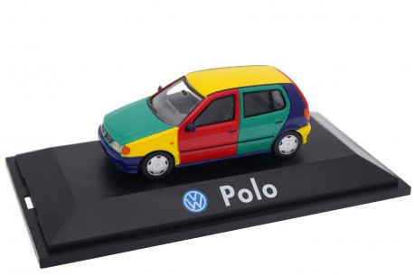1/43 Herpa 177122 Volkswagen Polo III Harlekin Preseries Version 6N 1995 - Chagall Blue/Ginster Yellow/Pistachio Green/Flash Red