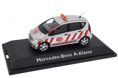 1/43 Schuco 04493 Mercedes-Benz A-Class Avantgarde AvD Pannenhilfe W169 2004 - Iridium Silver Metallic