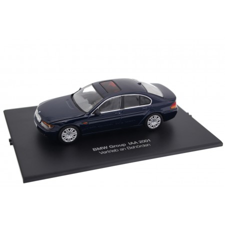 1/43 Minichamps 0142636 BMW 7 Series 745i E65 2001 - Toledo Blue Metallic, IAA 2001 Vertrieb an Behörden