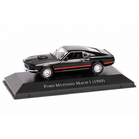 1/43 DeAgostini ACES033 Ford Mustang Mach 1 Fastback 428 Cobra Jet 1969 - Raven Black, American Cars #33