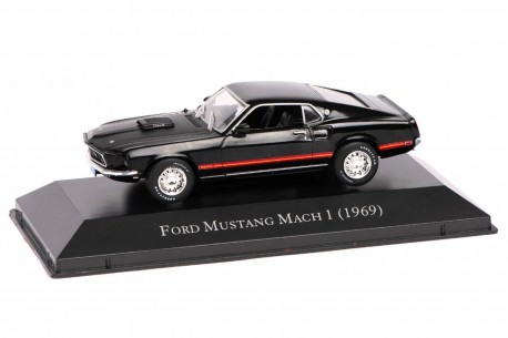 1/43 DeAgostini ACES033 Ford Mustang Mach 1 Fastback 428 Cobra Jet 1969 - Raven Black, American Cars #33