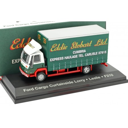 1/76 Atlas 4649116 Ford Iveco Cargo 4x2 Curtainside Lorry Leslie F210 1989 - White/Green/Red, Eddie Stobart Collection #16