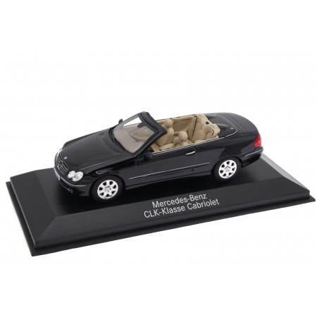 1/43 Minichamps B66961966 Mercedes-Benz CLK-Class Cabriolet Elegance A209 2003 - Obsidian Black Metallic