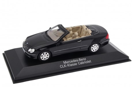 1/43 Minichamps B66961966 Mercedes-Benz CLK-Class Cabriolet Elegance A209 2003 - Obsidian Black Metallic