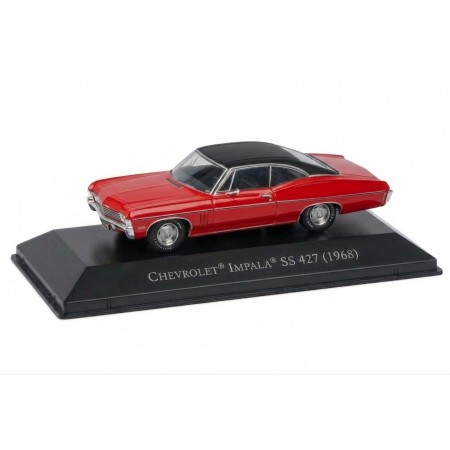 Collectible scale model 1/43 DeAgostini Chevrolet Impala SS 427 Hardtop Coupe 1968 - Matador Red with Black Vinyl Roof, American