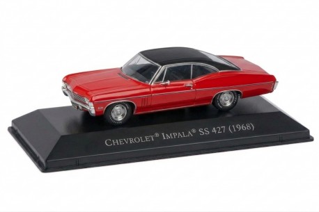 Collectible scale model 1/43 DeAgostini Chevrolet Impala SS 427 Hardtop Coupe 1968 - Matador Red with Black Vinyl Roof, American