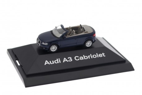 Collectible scale model 1/87 Herpa Audi A3 Cabriolet 2.0 8P 2008 - Deep Sea Blue Metallic, 5010803322