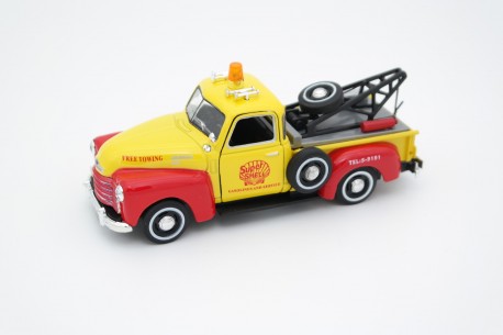 Cararama Chevrolet 3100 Pickup Tow Truck "Shell" 1950 - Yellow/Red