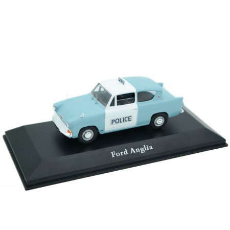 Atlas Corgi Ford Anglia 105E Metropolitan Police 1959 - Lagoon Blue/Ermine White