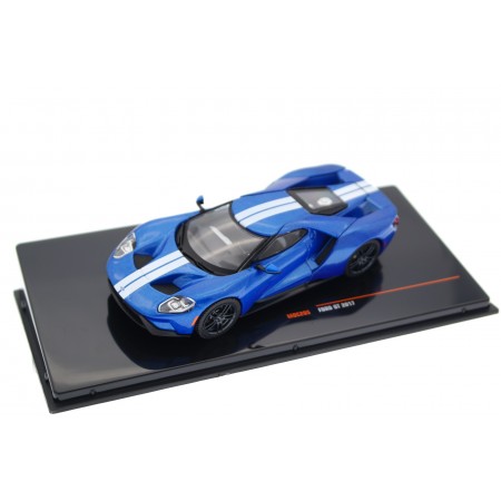 IXO Ford GT 2017 - Liquid Blue Metallic with Frozen White Stripes