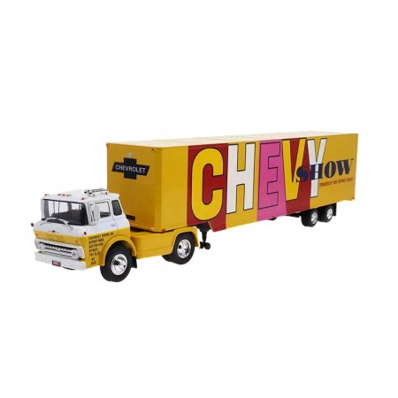 Altaya Chevrolet COE Steel Tilt Cab Series 60 Chevy Show Promotion Trailer 1960 - Golden Yellow/Pure White