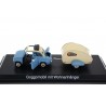 Schuco Glas Goggomobil T 250 Limousine with Moldi 2 Camper Trailer 1955 - Horizon Blue