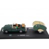 Cararama MG B Roadster ADO23 with Moldi 2 Camper Trailer 1963 - British Racing Green