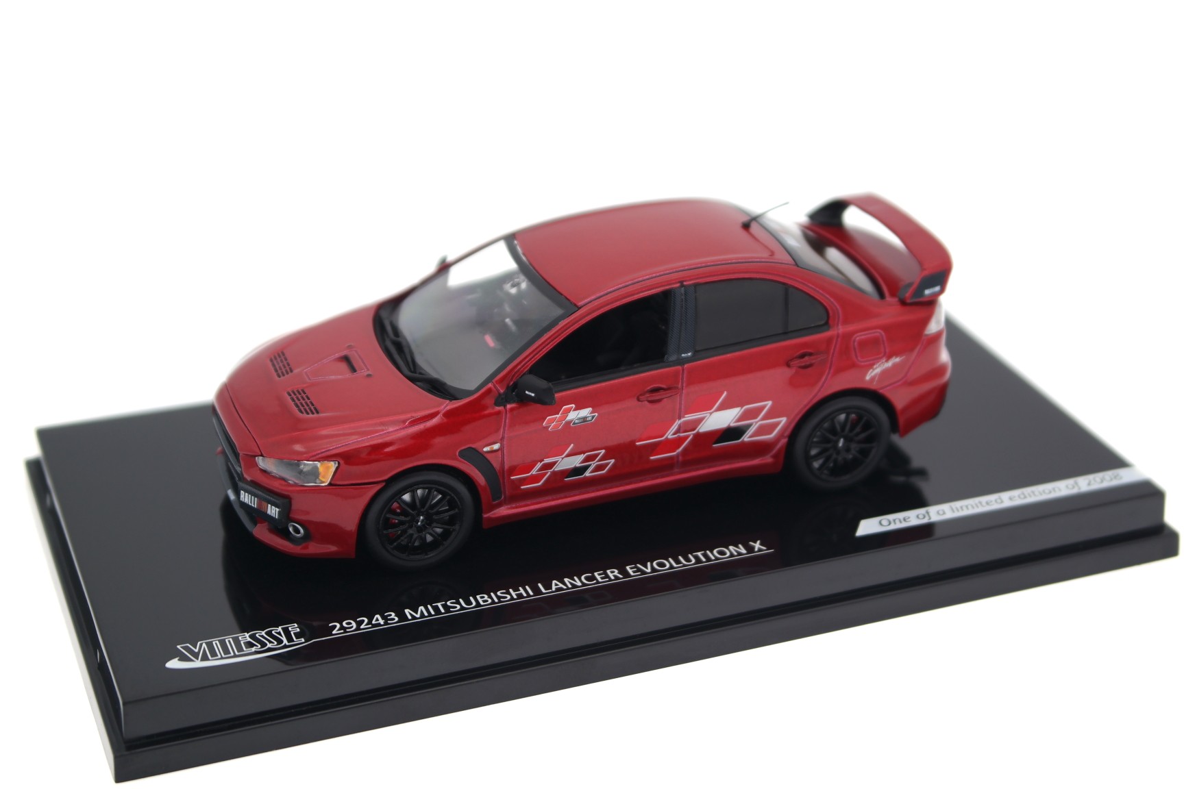 A collectible scale model Mitsubishi Lancer Evo X from Vitesse
