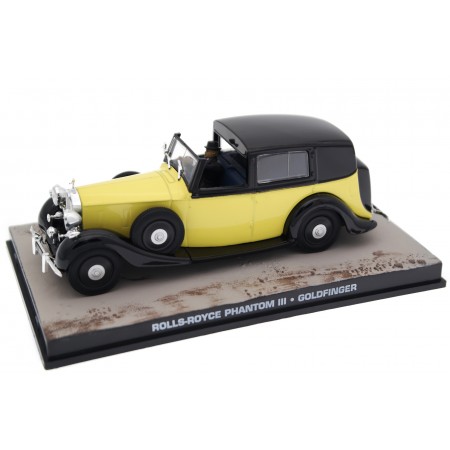 Altaya Rolls-Royce Phantom III Barker Sedanca de Ville Chassis 3-BU-168 "Goldfinger (1964)" 1937 - Chrome Yellow/Ebony Black
