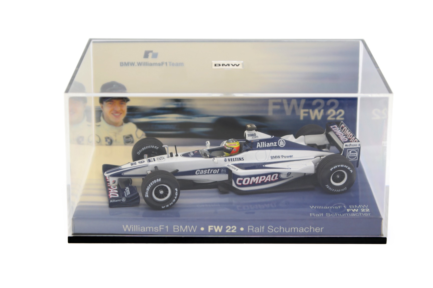 A collectible scale model Williams FW22 from Minichamps F1