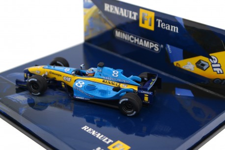 A collectible scale model Renault R24 from Minichamps F1