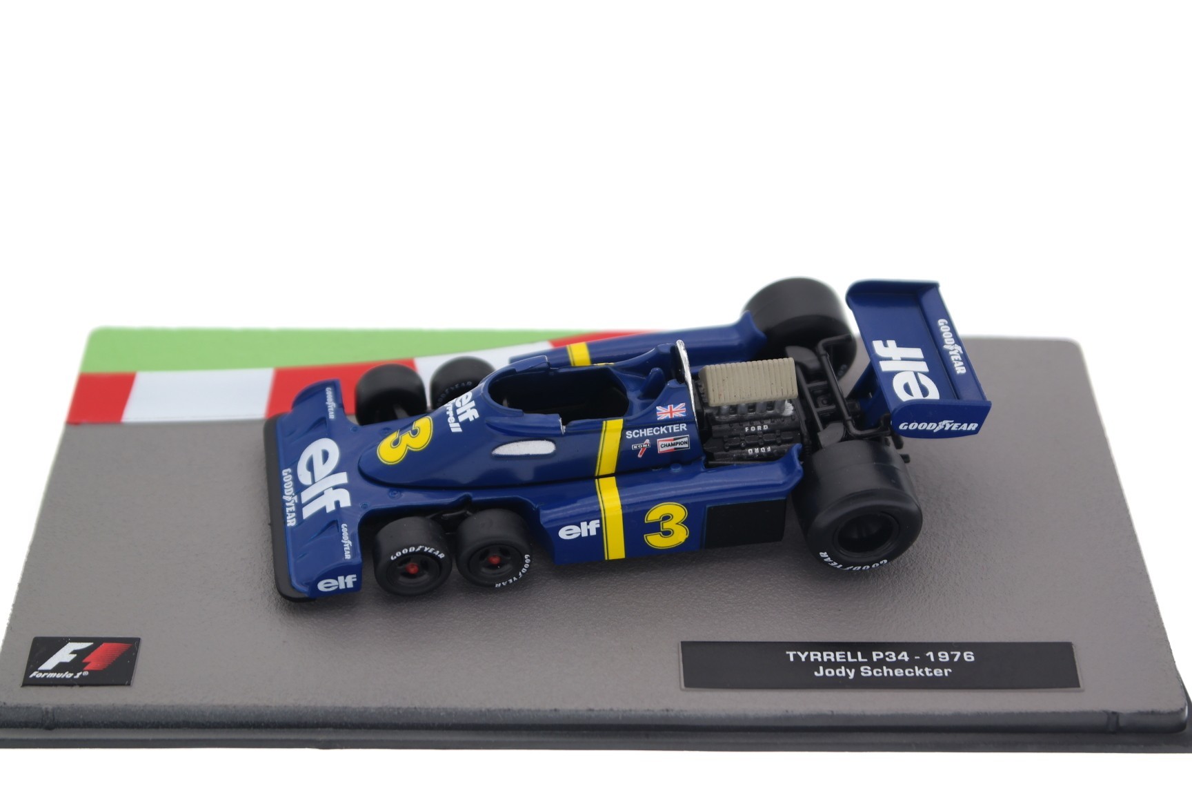 A collectible scale model Tyrrell P34 from Altaya F1