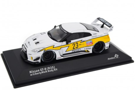Solido LB-Silhouette Works GT Nissan 35GT-RR #23 "LB Racing" based on Nissan GT-R R35 2022 - Pearl White/Lightning Yellow