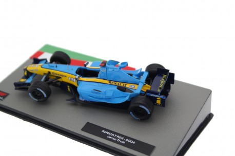 A collectible scale model Renault R24 from Altaya F1