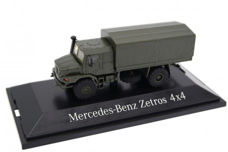 Herpa Mercedes-Benz Zetros 1833 A 4x4 Gepanzert Bundeswehr Pritsche Plane Br.949 2008 - Military Green