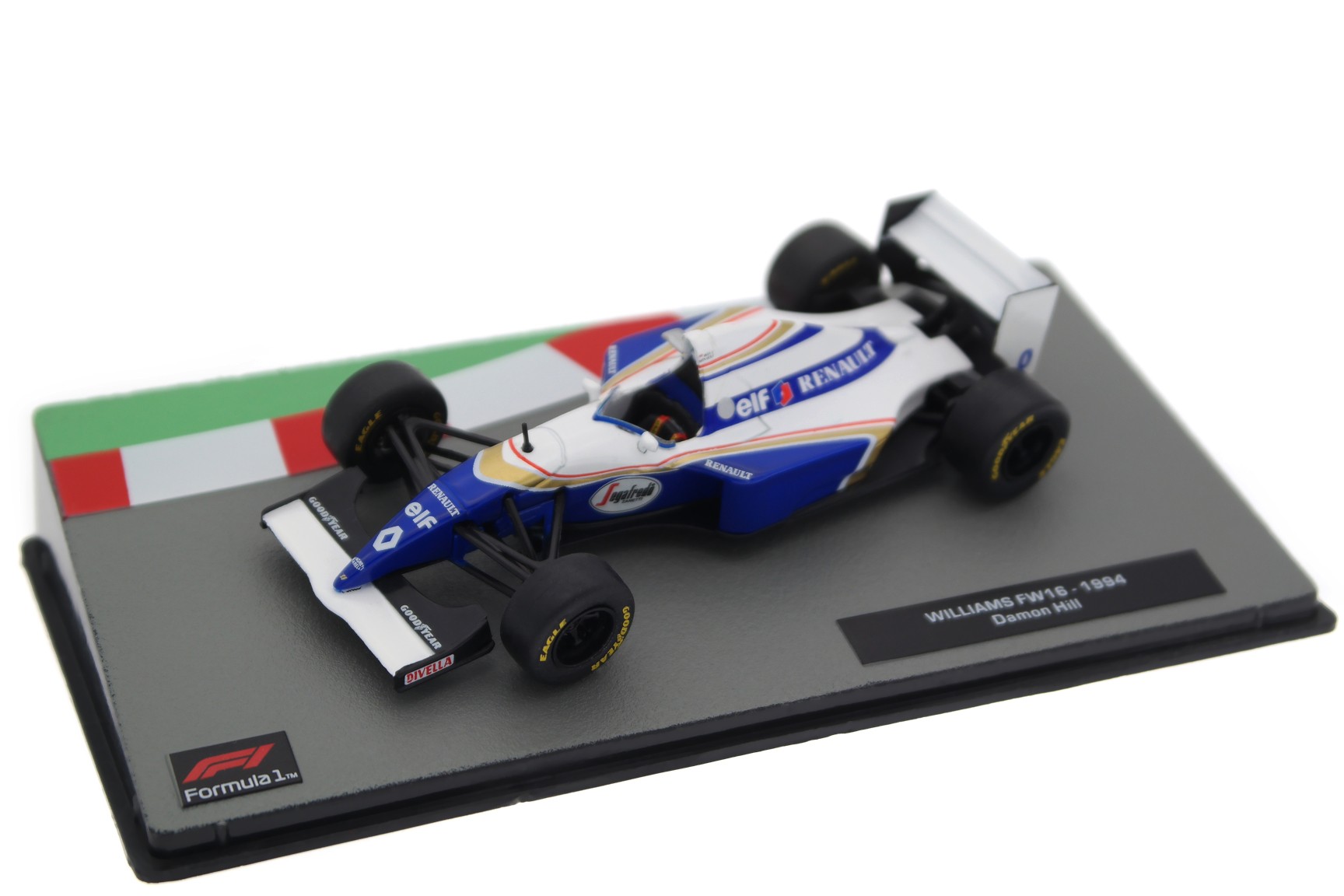 A collectible scale model Williams FW16 from Altaya F1