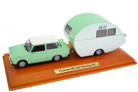 Atlas Trabant 601 Limousine with Würdig 301 Camper Trailer 1964 - Menthol Green/Polar White