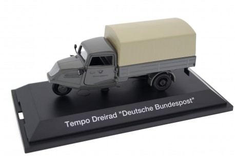 Schuco Tempo Hanseat Dreirad Planenwagen Deutsche Bundespost 1955 - Zelt Grey