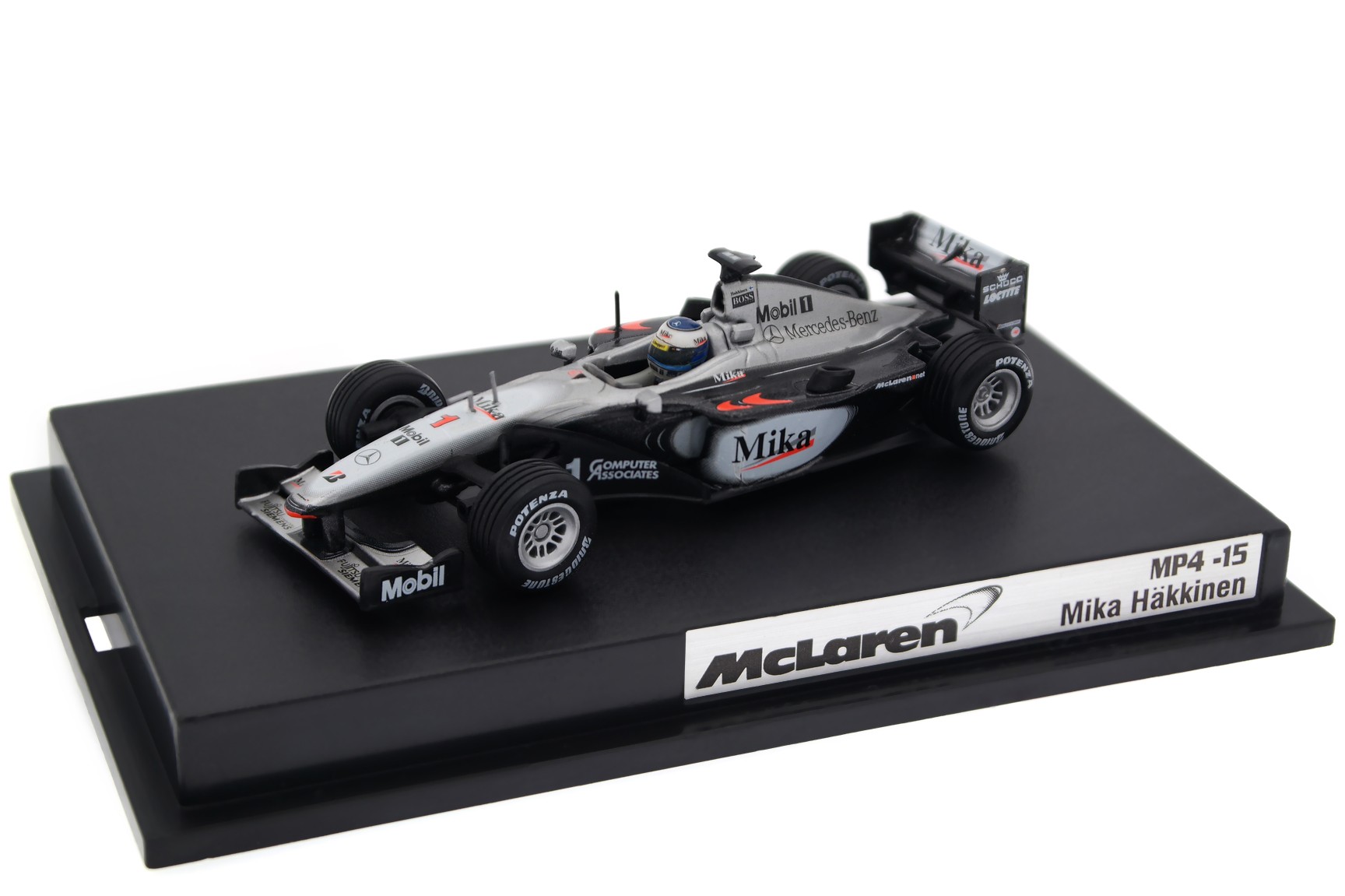 A collectible scale model McLaren MP4/15 from Hot Wheels F1