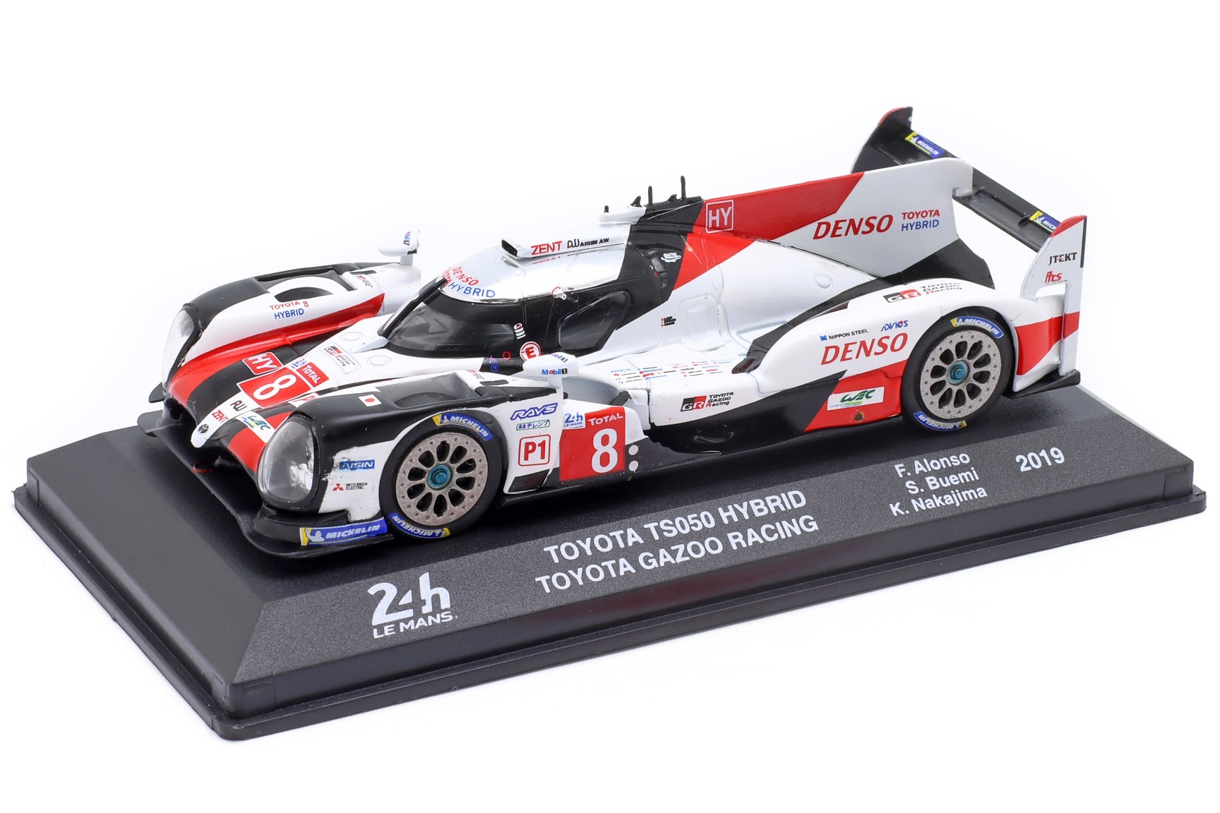 A collectible scale model Toyota TS050 Hybrid Le Mans from Altaya