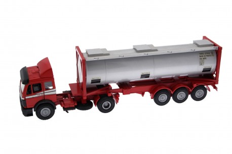NZG Mercedes-Benz 1748 S BR655 Tank Container Trailer 1990 - Carmine Red