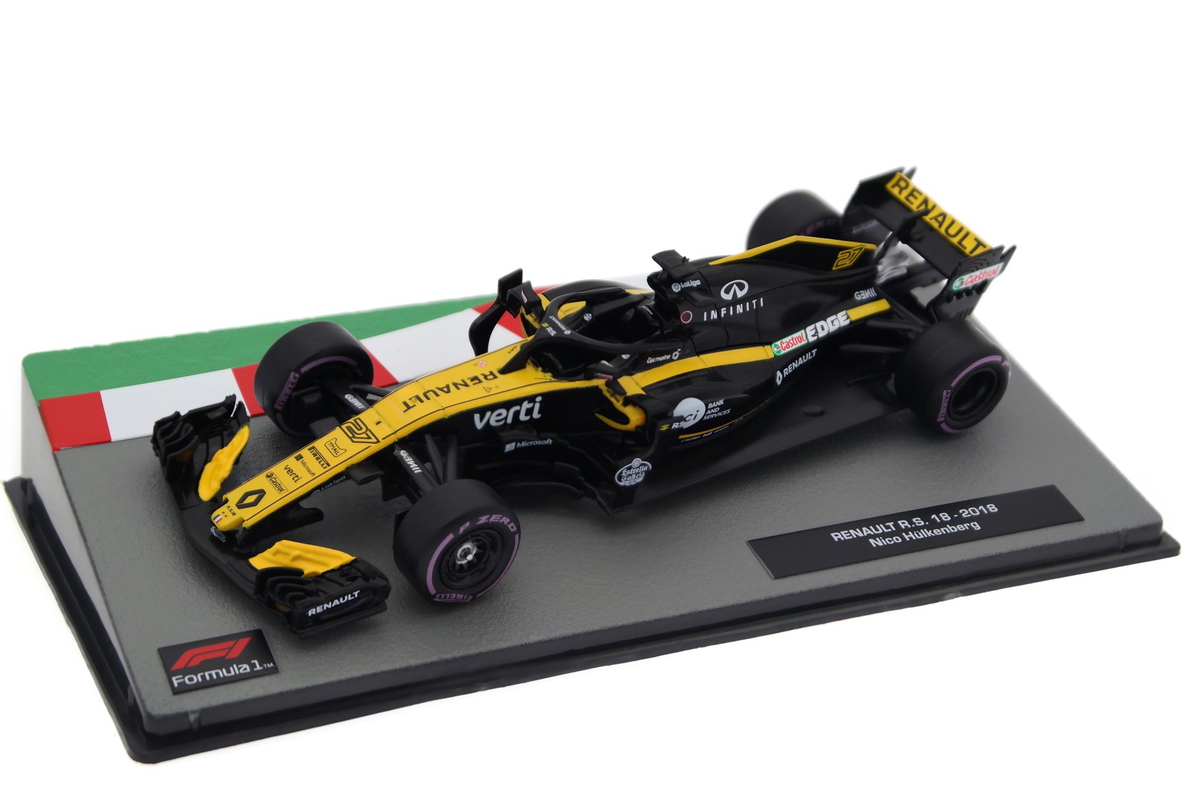 A collectible scale model Renault R.S.18 from Altaya F1