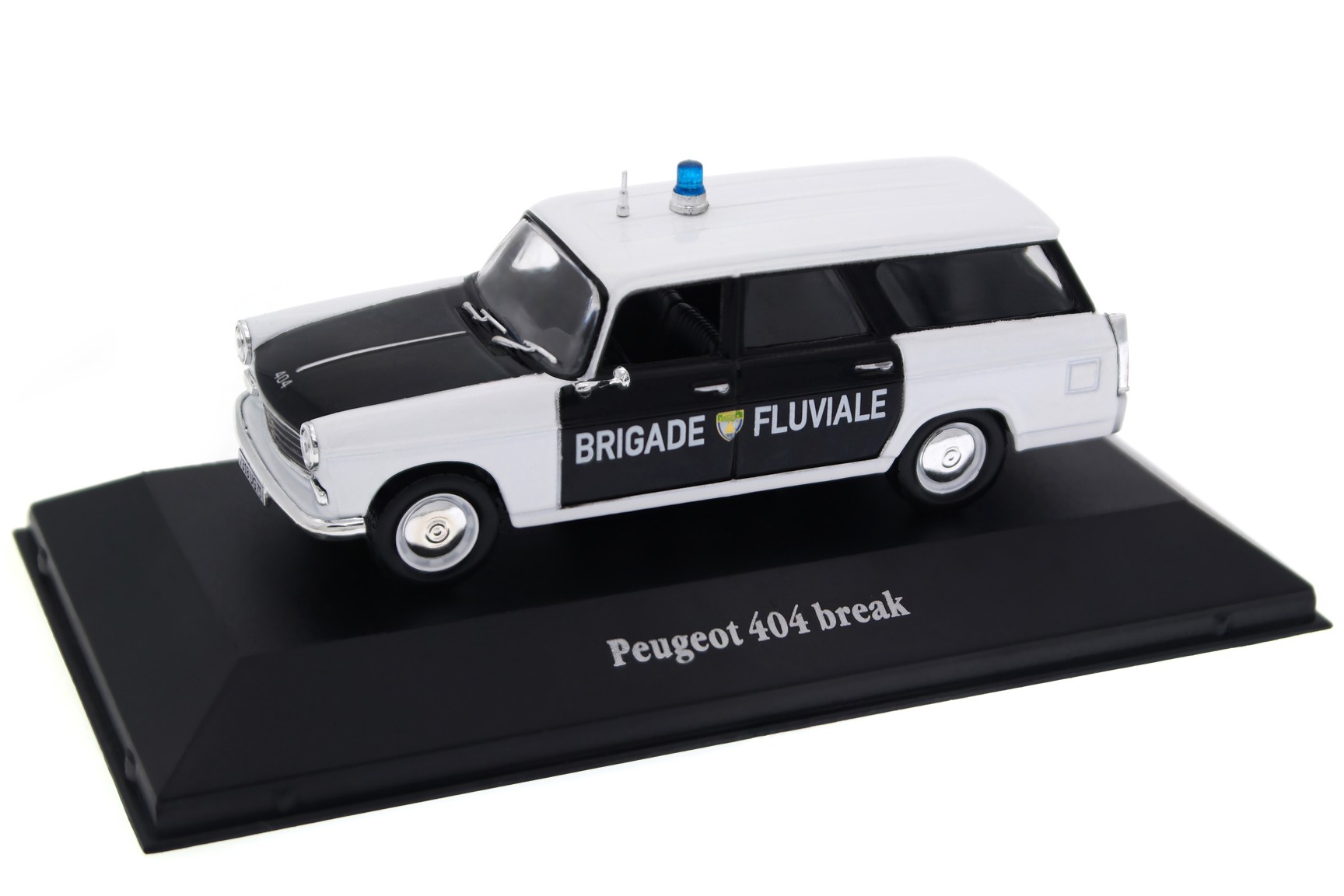 A collectible scale model Peugeot 404 Break Police from Altaya