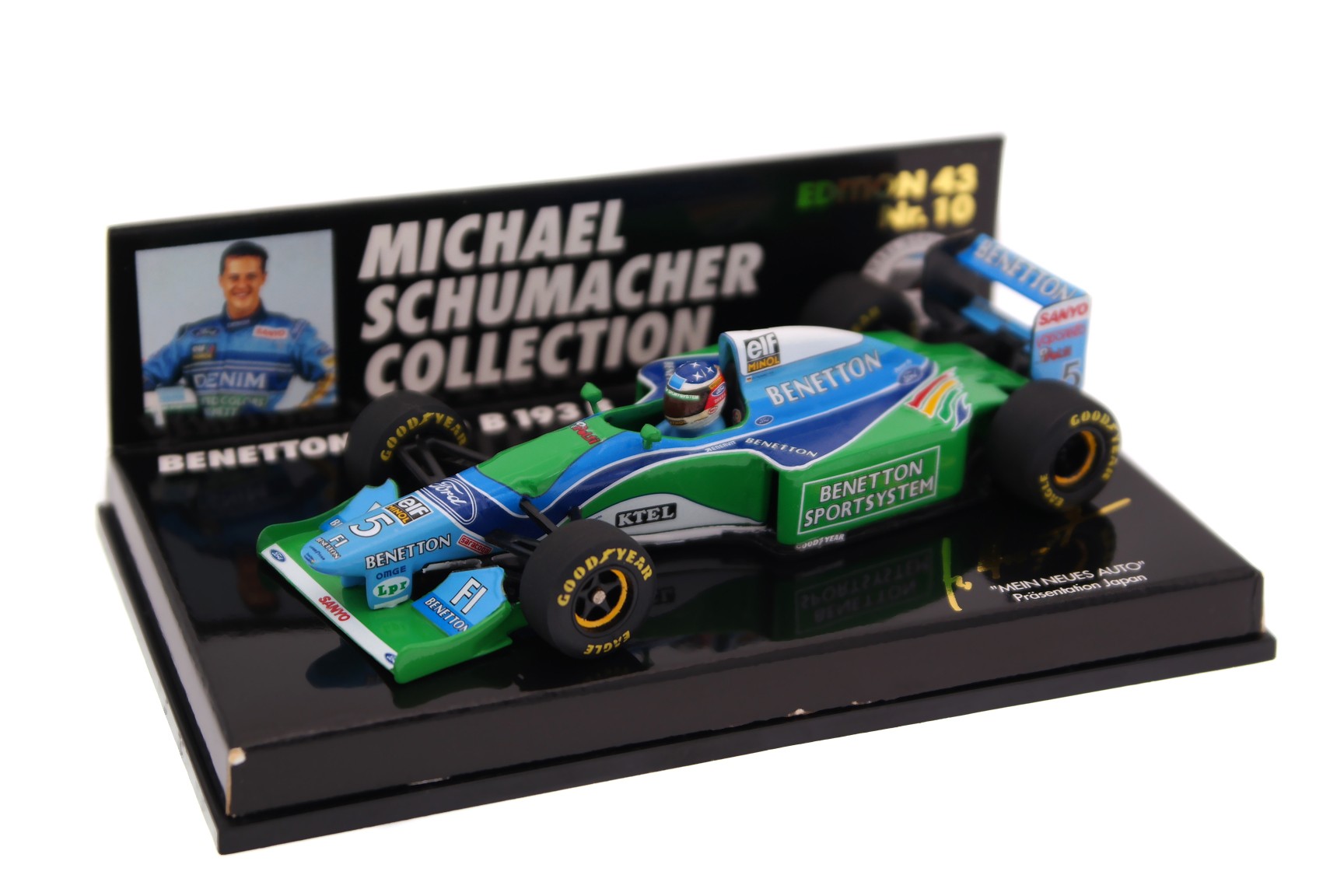 A collectible scale model Benetton B193B from Minichamps F1