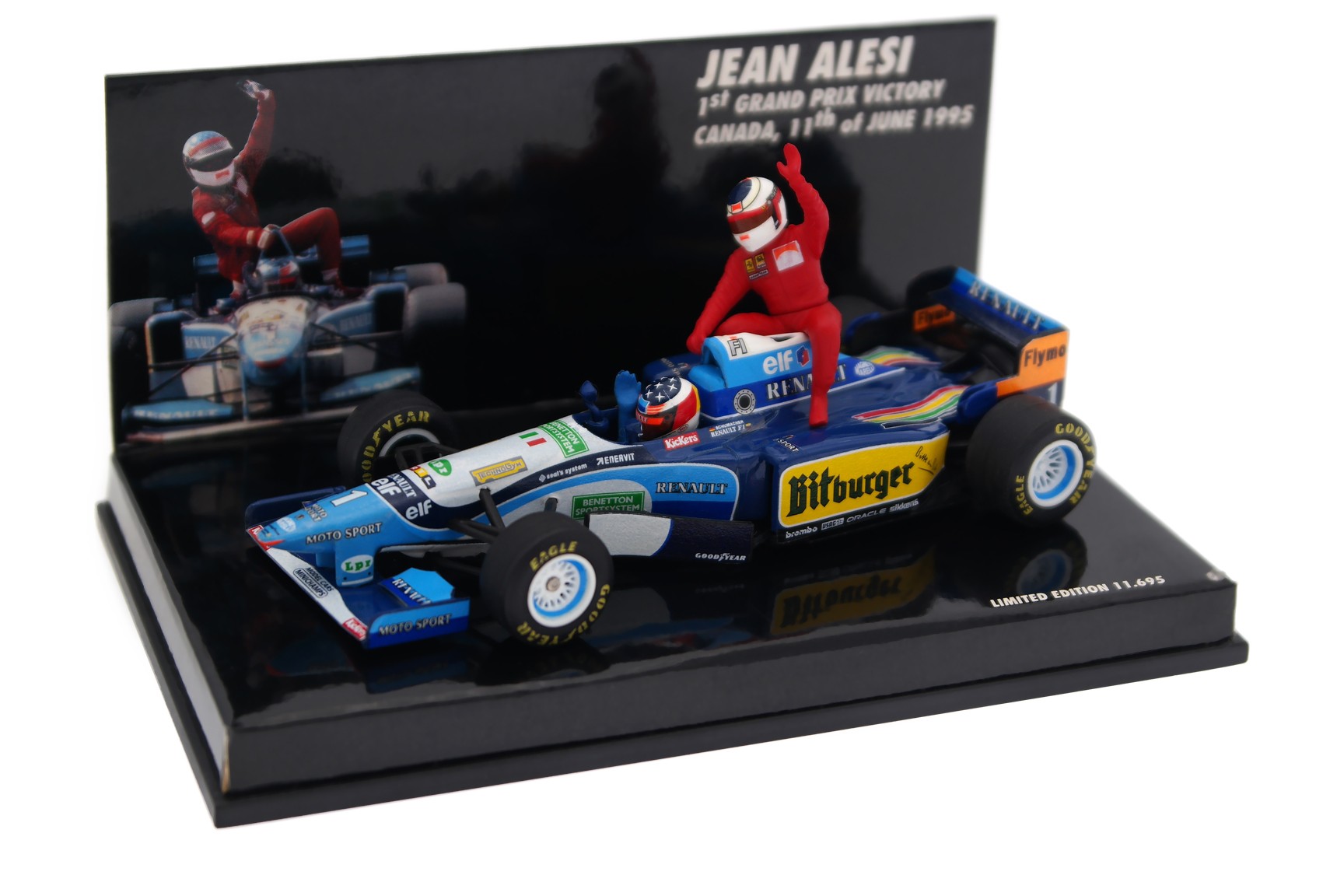 A collectible scale model Benetton B195 from Minichamps F1